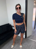 Navy One-Shoulder Bow Co-Ord