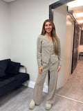 Knitted Button-Front Wide-Leg Co-Ord Set