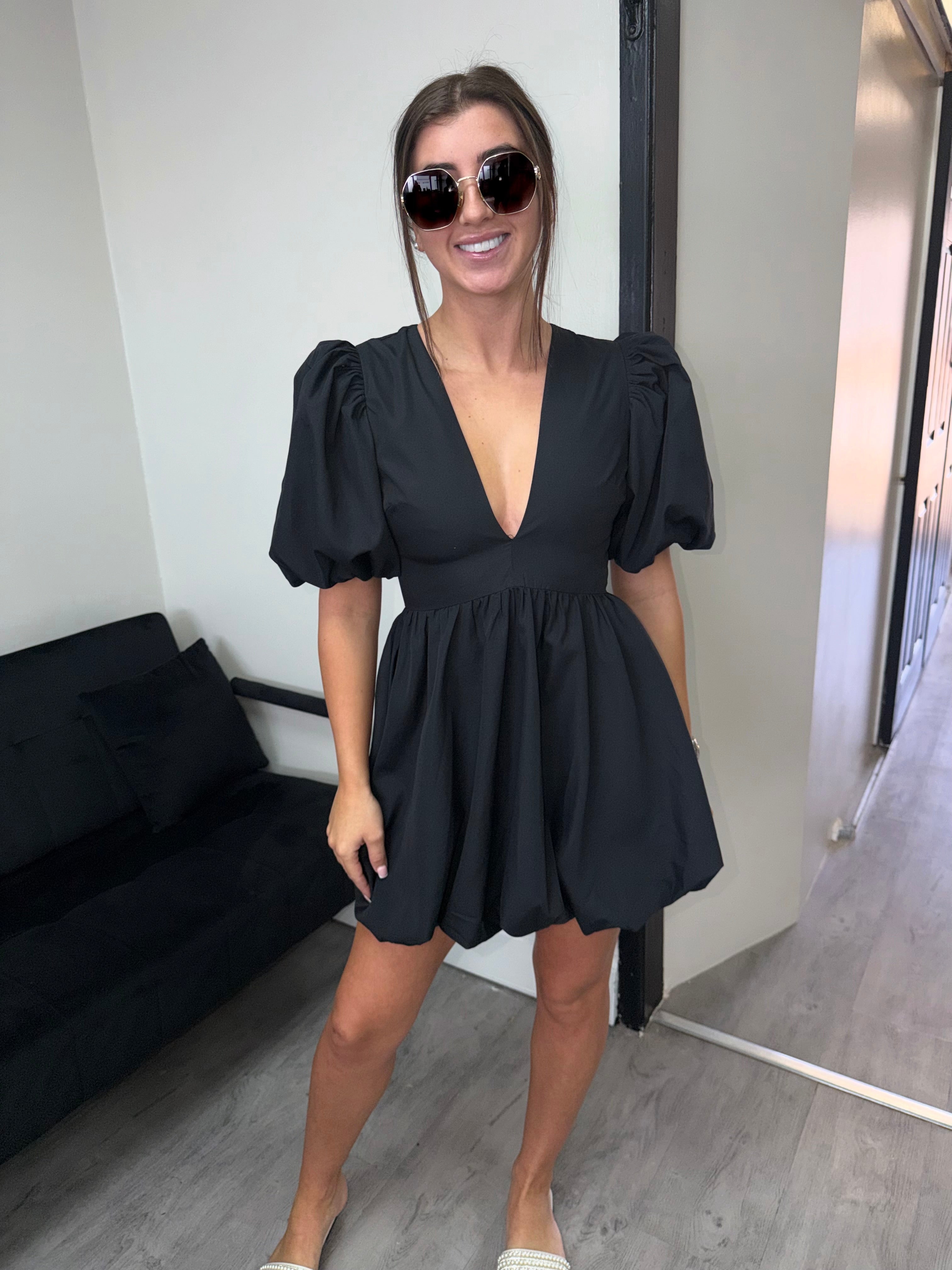 Puffball Hem Mini Dress