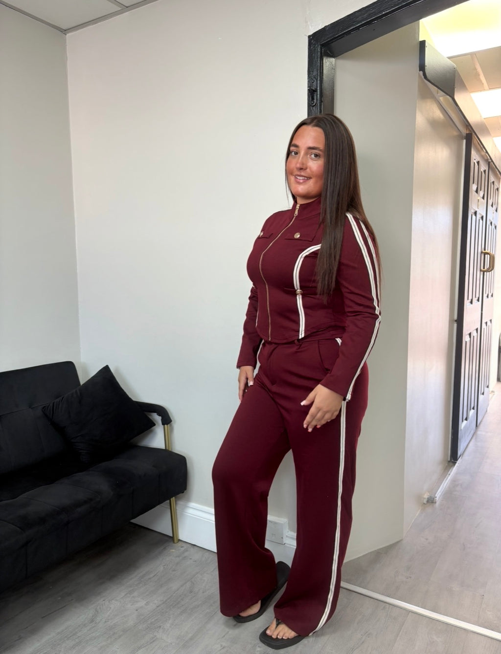 Burgundy military tracksuit