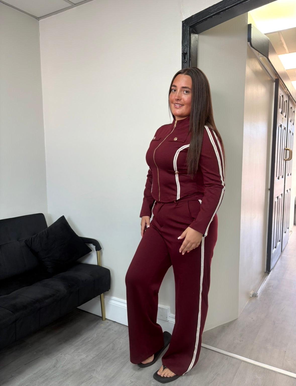 Burgundy military tracksuit