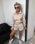 Stone Cropped Windbreaker & Runner Shorts Co-Ord Set